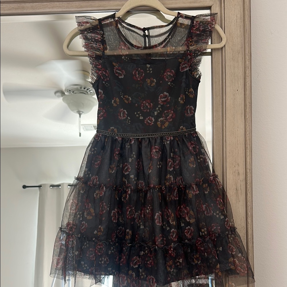 Floral Black Grey Kids Dress